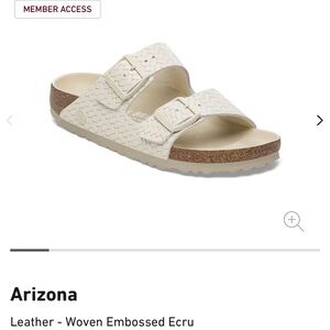 Birkenstock Woven Embossed Ecru Leather Arizona Sandal 38